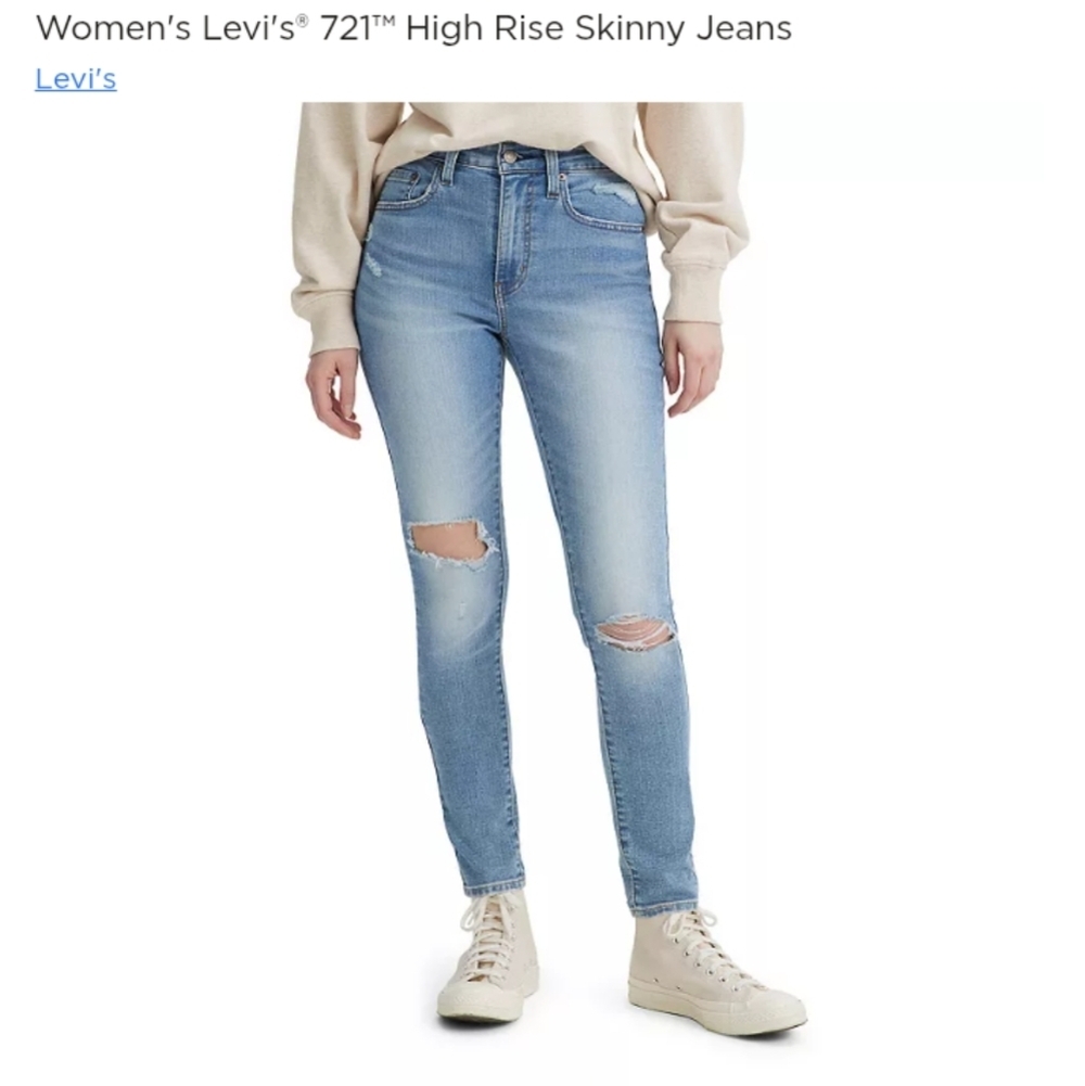Levis 721 High Rise Distressed Skinny Jeans - Picture 6 of 6